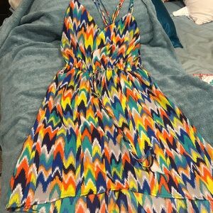 BeBop Colorful Zigzag Strappy Midi Dress